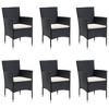 vidaXL 7 Piece Patio Dining Set with Cushions Black - 63" Table Length 6 Items - 4 of 4