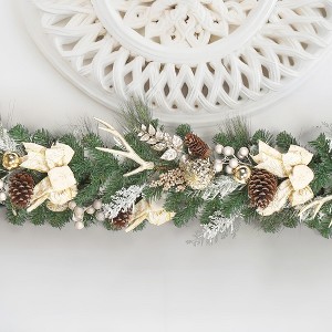 9 Ft Realistic Christmas Garland, Real Touch Pine Garland for Mantle, Dense Artificial Greenery Garland, for Fireplace Stairs Railing Dining Table - 1 of 4