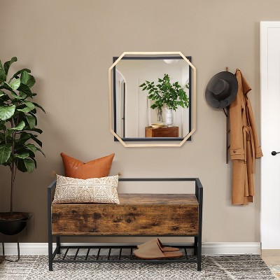 Square Gold and Black Metal Floating Frame Wall Mirror