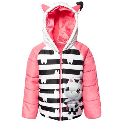 Dreamworks Gabby's Dollhouse Pandy Paws Girls Zip Up Puffer Jacket Toddler