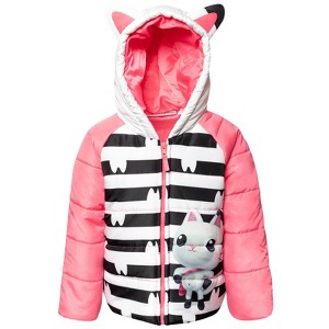 Dreamworks Gabby's Dollhouse Pandy Paws Girls Zip Up Puffer Jacket Toddler - 1 of 4