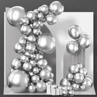 PartyWoo Balloons Metallic Silver Chrome 18 12 10 5 Inch 85 pcs