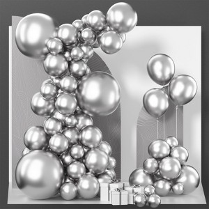 PartyWoo Balloons Metallic Silver Chrome 18 12 10 5 Inch 85 pcs - 1 of 4
