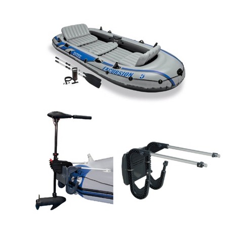 INTEX Challenger 3 Boat Set Inflatable w/ Motor Mount Kit 