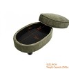 Oval Storage Ottoman with Removable Tray, Multifunctional Chenille Upholstered Storage Coffee Table - ModernLuxe - 3 of 4