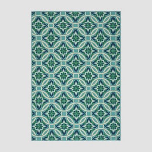 Jada Geometric Outdoor Rug Blue/Green - Christopher Knight Home - 1 of 4