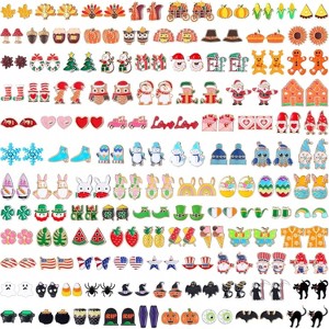 108 Pairs Holiday Earrings for Women Holiday Earrings Gifts Variety Pack Christmas Halloween Thanksgiving Party Favor - 1 of 4