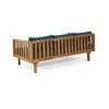 67.75" Patio Sofa, 3 Seater Outdoor Sofa with Rattan Arms, Acacia Wood Daybed with Water-Resistant Cushions -Christopher Knight Home - 3 of 4