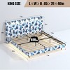 Floating Platform Bed with Velvet Upholstered Headboard, Metal Bed with LED Lights and USB Ports, Bed with Hidden Storage-Baofuwish - 4 of 4