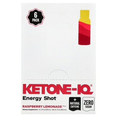 Ketone-IQ Energy Shot, Raspberry Lemonade, 6 Bottles, 2 fl oz (59 ml) Each