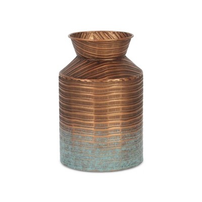 Cheung's Kyani Copper and Rustic Teal Milk Jug Vase Decor - Small