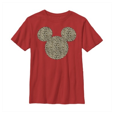 Boy's Mickey & Friends Mickey & Mickey Mouse Cheetah Print Classic Ears T-Shirt