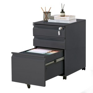 Filing Cabinets for Home Office Organizer , 3 Drawer Mobile File Cabinet with Lock & Anti-Tip Wheel,For Letters/Legal/A4 (Un-Assembled) - 1 of 4