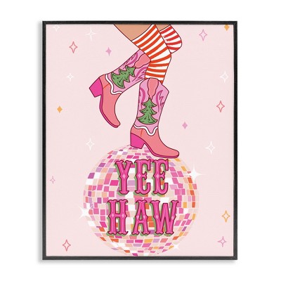 Stupell Industries Yeehaw Christmas Cowboy Black Framed Giclee Art