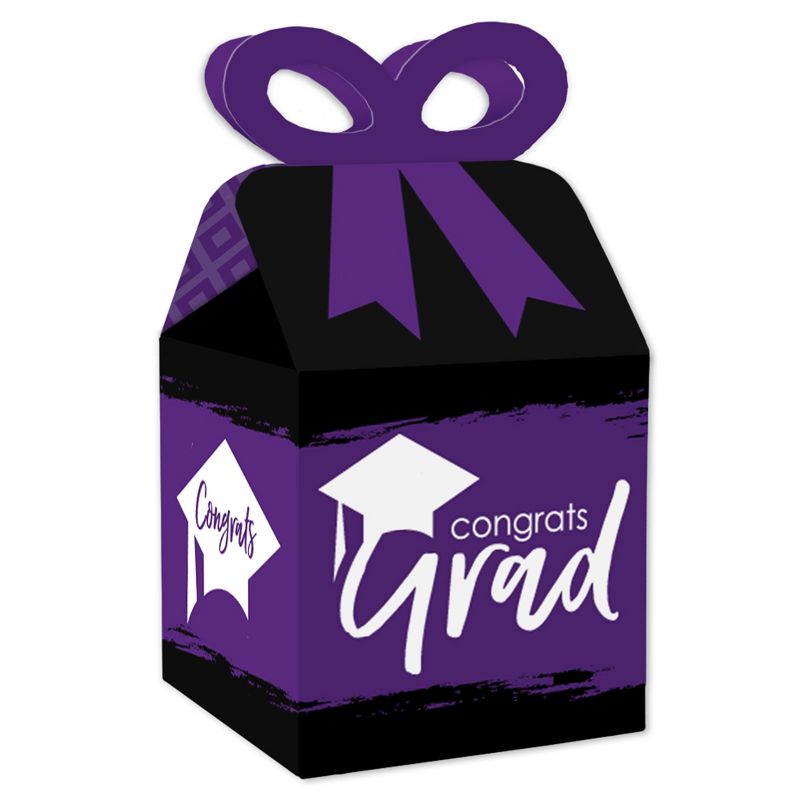 Big Dot of Happiness Purple Grad - Best is Yet to Come - Square Favor Gift Boxes -  Purple Graduation Party Bow Boxes - Set of 12, 1 of 8