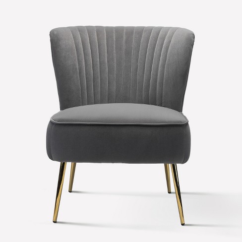 Quentin Velvet Accent Side Chair With Golden Metal Base | Karat Home ...