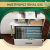 Office File Cabinet with Lock, 1-Drawer Wood Lateral Filing Cabinet on Wheels, Printer Stand with Open Storage Shelves for Home Office - 4 of 4