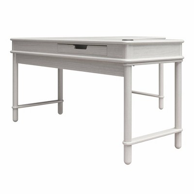 Selena White Wood L-Shaped Desk with Keyboard Tray