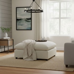 PAGED Modern Simple Ottoman, Chenille Upholstered Ottoman Foot Rest with High-Resilient Sponge, Foot Stool for Entryway, Living Room - 1 of 4