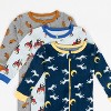 Leveret Boys Cotton Baby Footed Pajamas – 3 Pack – Adventure Animals Sleepers - 2 of 4
