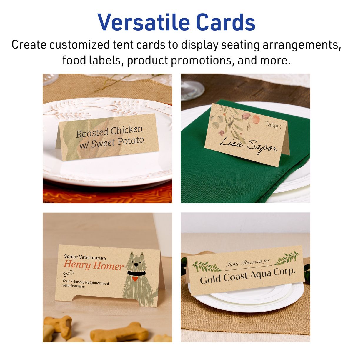 Avery Kraft Brown Tent Cards, 3-1/2" x 11" Rectangle - thumbnail 3