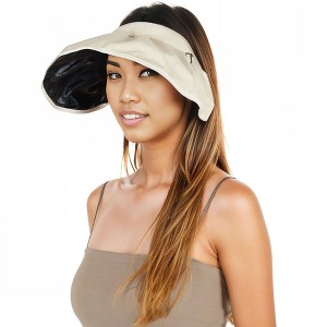 Anna-Kaci Womens Foldable Visors Sun Hat Wide Brim Roll-up Headband UV Protection Beach Hat - 1 of 4