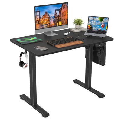 Lirago,Electric Adjustable Height Standing Desk with Splice Board - Home Office Desk for Healthy Work Lifestyle-Black