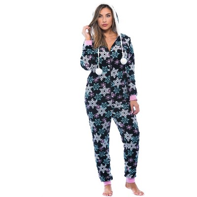 Just Love Womens One Piece Snowflake Adult Onesie Faux Sherling