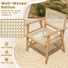Resenkos Patio Dining Chairs, Patio Kitchen Chairs,Indonesia Teak Wood Chair with Natural Rattan Seat and Curved Backrest for Backyard Porch Balcony - 2 of 4