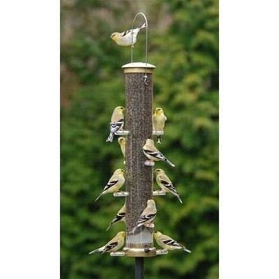 Large Antique Brass Hanging Tube Bird Feeder