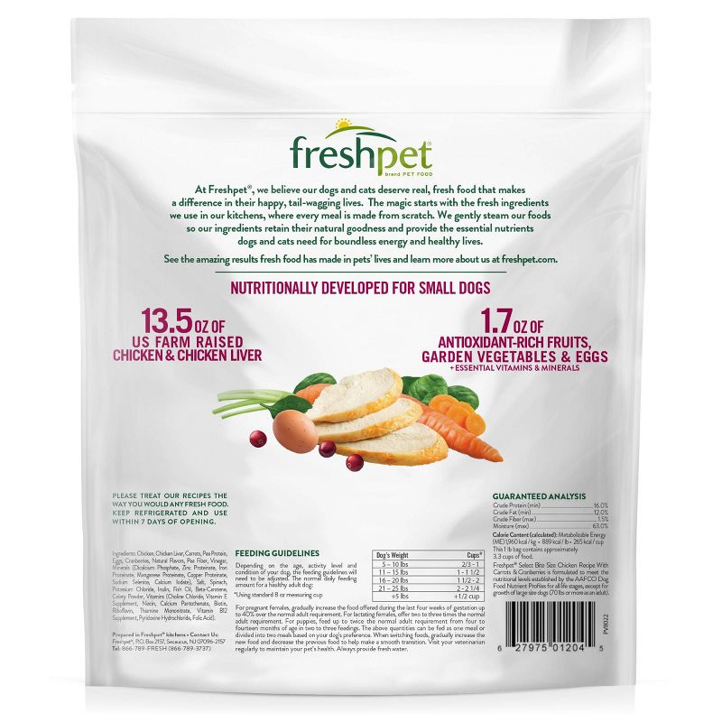 Freshpet Select Grain Free Small Wet Dog Chicken and Vegetable Recipe Refrigerated Wet Dog Food - 1lb, 3 of 6