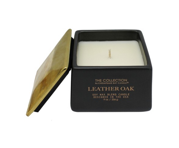 9oz Matte Square Container Candle Leather Oak - The Collection By Chesapeake Bay Candle
