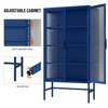 Tempered Glass Storage Cabinet with 3 Adjustable Shelves and Feet Cold-Rolled Steel Sideboard Double Glass Door Furniture for Living Room Kitchen - 4 of 4