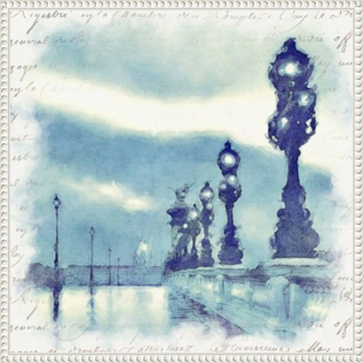 Paris in Blue II White Framed Canvas Wall Art Print