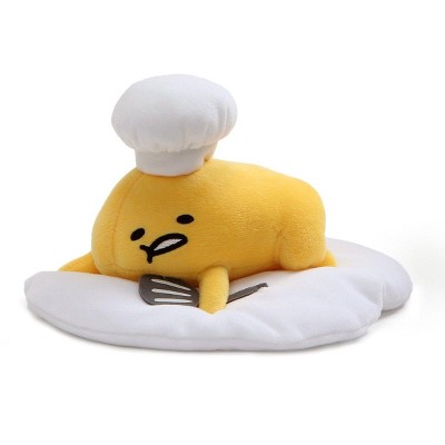 Enesco Gudetama 7.5" Plush: Lazy Egg Laying Down w/ Hat and Spatula