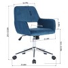 FurnitureR Home Office Chair, Mid Back Velvet Desk Chairs with Rolling Wheels, Adjustable Task Chair for Living Room, Bedroom, Studying, Dark Blue - 2 of 4