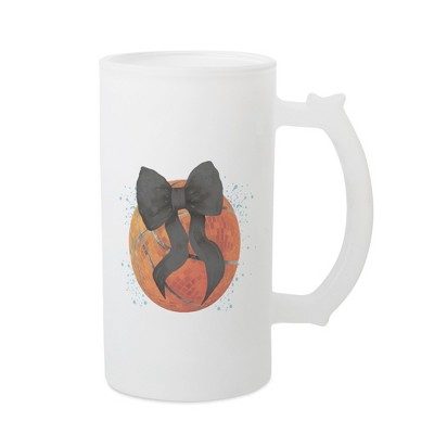 Elanze Designs Freezable Beer Stein Mug With Thumb Grip Handle, 16 Ounce Frosted Glass, Basketball Teal Paint Splatter