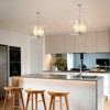 PAKOKULA Modern 4-Light Silver Square Frame Pendant Chandelier with Inlaid White Drum Fabric Shade for Kitchen Island - 3 of 4