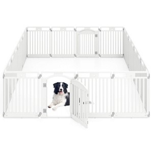 Costway 8/16-Panel 32” Tall Plastic Dog Panel with Securing Locking Door for Medium - 1 of 4