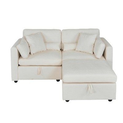Modern Minimalist Cream Two-Seater Sofa