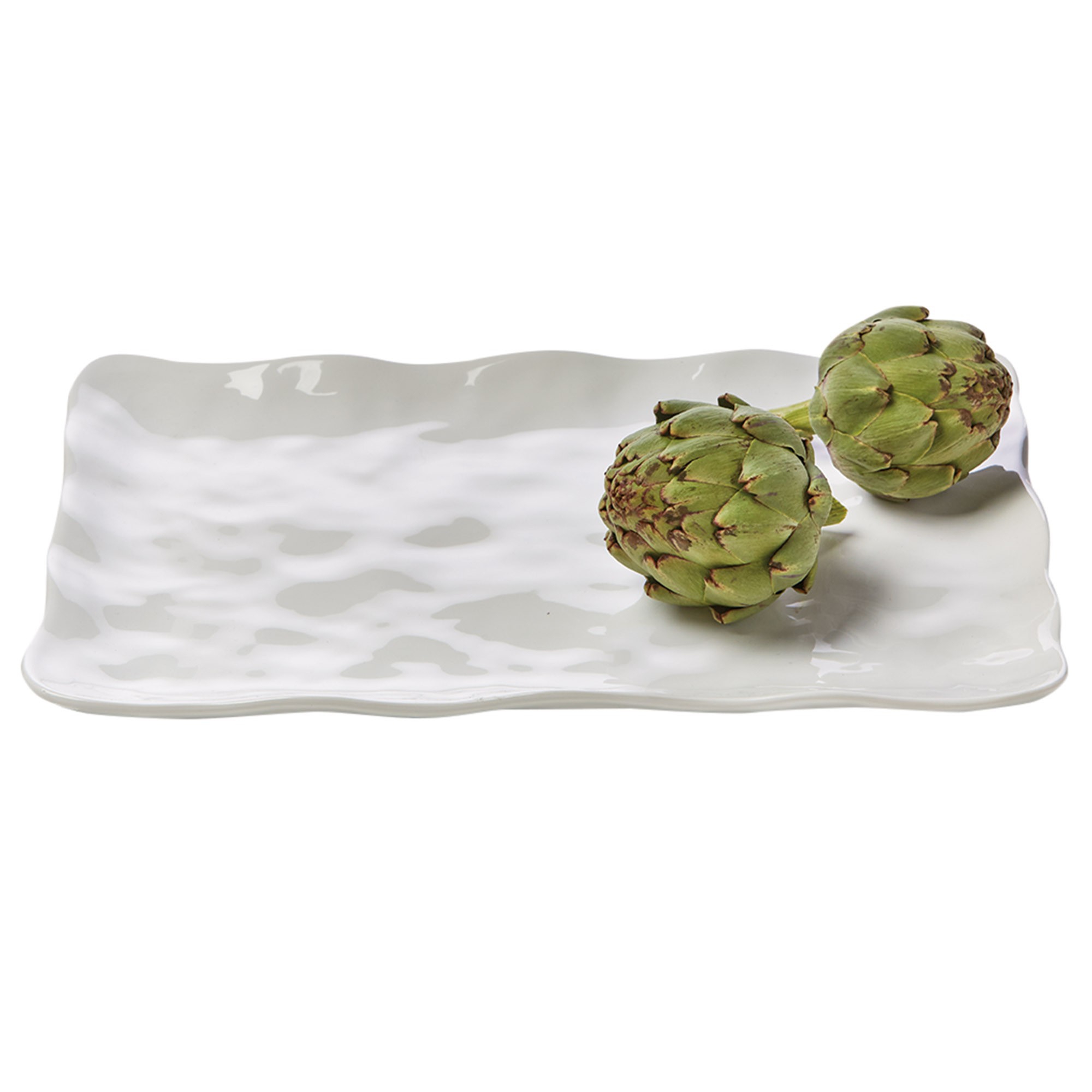 tagltd Formoso White Stoneware Rectangular Dinnerware Serving Tray Platter Dishwasher Safe 17L x 11.5W inches