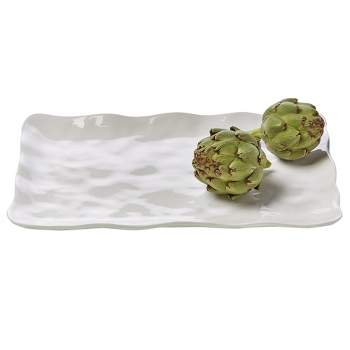 tagltd Formoso White Stoneware Rectangular Dinnerware Serving Tray Platter Dishwasher Safe, 17L x 11.5W inches
