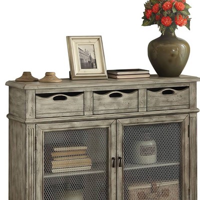 42" Gray Wood and Metal Console Table with Storage