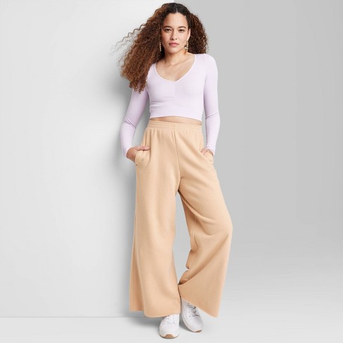 Women's High-waisted Cozy Ribbed Lounge Flare Leggings - Wild Fable™ Cream  1x : Target