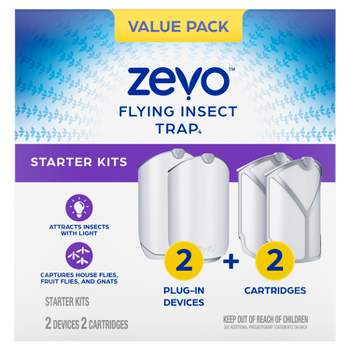 Zevo Indoor Flying Insect Trap Starter Kit for Fruit flies, Gnats, and House Flies - 4ct