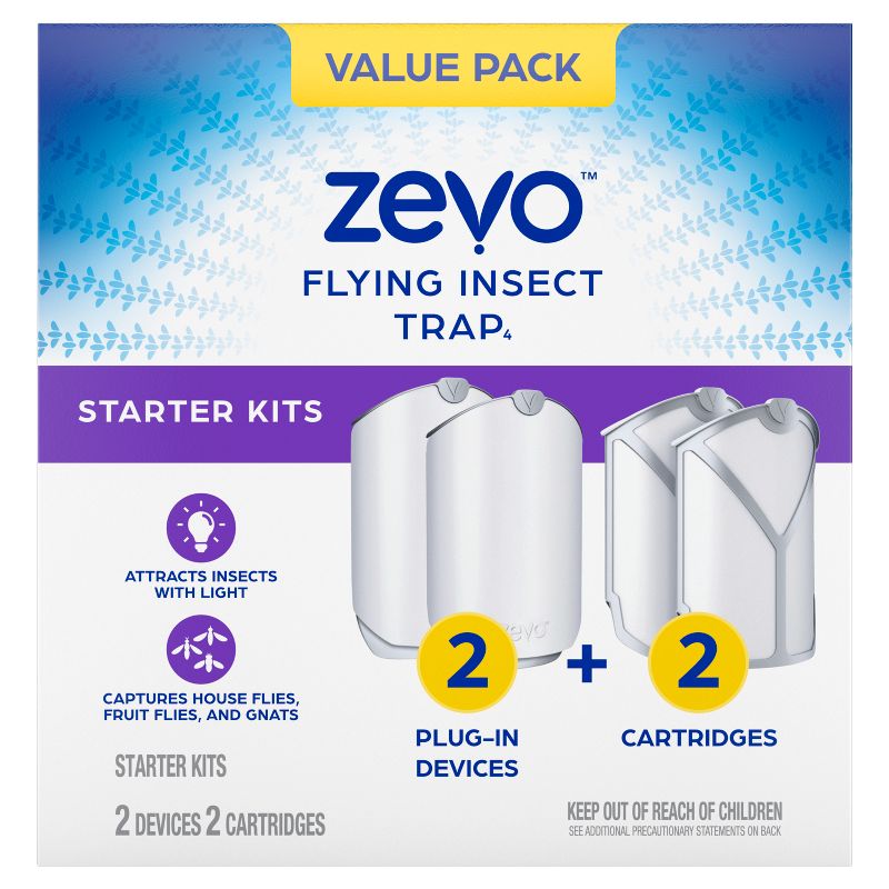 Zevo Indoor Flying Insect Trap Starter Kit for Fruit flies, Gnats, and House Flies - 4ct, 1 of 14