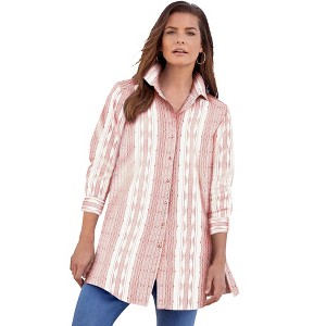 Roaman's Women's Plus Size Kate Tunic Shirt - 1 of 4