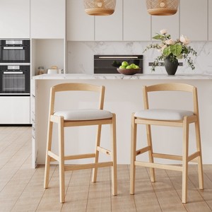 Christopher Knight Home Vane Mid-Century Modern Rubberwood Barstool with Curved Open Back (Set of 2) - 1 of 4