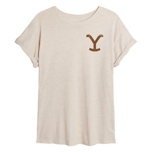 Women's - Yellowstone - Brown Y Logo Oversized Graphic T-Shirt - 1 of 4
