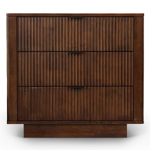 Gulches Rustic Brown Nightstand - Vintage 3-Drawer Bedside Table - 1 of 4